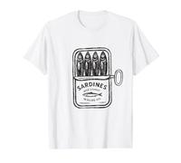 Vintage Sardines Tin Retro Canned Fish & Gourmet Motif Value Graphic T-Shirt, Men, White, M