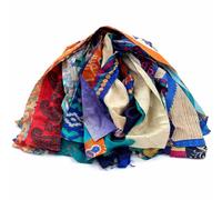 Vintage Sari Silk Fabrics Ribbon Yarn - 40 Strips 40 Yards Recycled Indian Silk Skeins for Crafts Mixed Shades, Gift Wrapping, Scrapbooking, DIY Boho Decor, Journaling, Sewing Projects