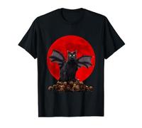 Vintage Scary Black Cat Halloween Costume and Blood Moon Value Graphic T-Shirt