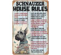 Vintage Schnauzer Metal Plaque Poster A Schnauzer'Ss House Rules Retro Metal Tin Sign Plaque Wall Decor Gift For Bathroom Bedroom Cafe Restaurant Theater Farm And 8x12inch