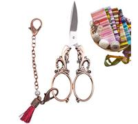 Vintage Scissors - Small Sewing & Craft Scissors | Retro European Style Crochet with Chain, DIY Tool for Art Work, Embroidery & Sewing