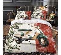 vintage scooter 3D Printed Duvet Cover Set 3pcs Microfibre Lightweight Concealed Italian retro design Duvet Insert Cover 2 Pillowcases Skin-Friendly Home Decor Kids & Girls Double（200x200cm）