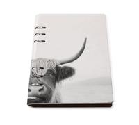 Vintage Scottish Highland Cow A5 Refillable Notebook Ruled Paper Writing Journal Binder 90 Sheets 6-Ring