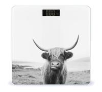 Vintage Scottish Highland Cow Digital Bathroom Scale for Body Weight LCD Display Tempered Glass Weighing Scales