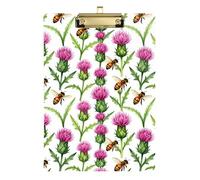 Vintage Scottish Thistle and Bee Transparent clipboard Waterproof for Teacher Nursing Size 9 x 12