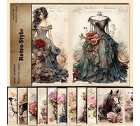 Vintage Scrapbook Paper,Vintage Scrapbooking Supplies Scrapbook Paper Journaling Kit,Journaling Scrapbooking Supplies Craft Decoupage Kit for Card Making Junk Journal Decorative Cardstock Background