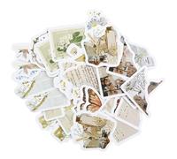 Vintage Scrapbooking Stickers, 46Pcs Flowers Scrapbook Stickers, Butterfly Scrapbooking Supplies, Retro Decorative Sticker, Animals Plants Scrapbook Sticker