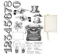 Vintage Script PVC Stamp Set - 20+ Stampers with A5 Mesh Storage Bag - Tim Holtz Style for Journaling, Card Making, Scrapbooking - DIY Craft Kit for Paper Projects