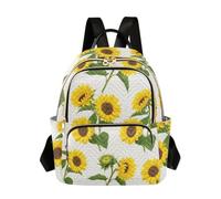 Vintage Script Sunflower Quilted Fashion Backpack for Women, Wave Pattern Daypack, Lightweight Polyester Travel Bag, Vintage Script Sunflower, S, Daypack Backpacks