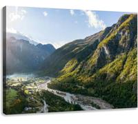 Vintage Scripture Posters Art Decor Aerial Panorama Over Theth Village The Northern Albanian Alps Canvas Painting Prints For Home Dining Room Living Room Wall Decor Artwork Gifts Unframed 12x16Inch