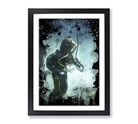 Vintage Scuba Diving Modern Cb Framed Print | A4 Black Framed Wall Art | Ready to Hang | Classic Nature Picture | Living Room Bedroom Lounge Office