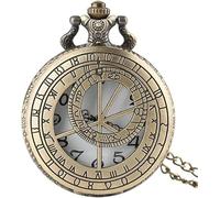 Vintage Sculptured Pocket Watch,Wrist Watches,Antique Retro Bronze Compass Prague Astronomical Design Analog Quartz Necklace Clock Men Women Watches Pendant(Color:A)(D)(Color:B) ( Color : ( Color : B