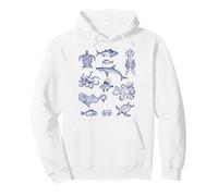 Vintage sea animal shark turtle fish octopus crab wild Pullover Hoodie