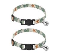 Vintage Sea Crab White Small Dog Collar with Bell 2 Pack Kitten Collars Adjustable 10.6 to 17.1 Inches