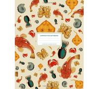 Vintage Sea Life Animals Pattern: Ocean Composition Notebook College Ruled With Squid, Manta Ray, Crabs, Shells And Octopus 8.5x11" LARGE 100 Lined Pages