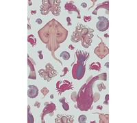 Vintage Sea Life Animals Pink And Blue Journal: Ocean Pattern With Squid, Manta Ray, Crabs, Shells And Octopus Journal Notebook to write in 6x9" 150 Lined Pages
