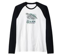 Vintage Sea Turtle Ocean is Calling Women Men Retro Beach Raglan Baseball Tee