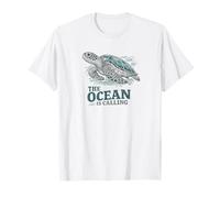Vintage Sea Turtle Ocean is Calling Women Men Retro Beach T-Shirt
