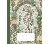 Vintage Seahorse Composition Notebook: College Ruled Paper For School, College, Office, Work, Students, 110 page | 7.5”x9.25”