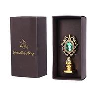 Vintage Sealing Gift Box with Clear Imprints, Detachable Handle, Alloy Material, 7.2cm Size - Exquisite Packaging, Beautiful Patterns, Ideal for DIY Wax Sealing (K02-brown box antique gold dark
