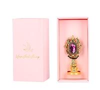 Vintage Sealing Gift Box with Clear Imprints, Detachable Handle, Alloy Material, 7.2cm Size - Exquisite Packaging, Beautiful Patterns, Ideal for DIY Wax Sealing (K02-Powder box antique gold purple