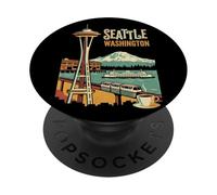 Vintage Seattle USA Travel Souvenir Landmark Tourist Gift PopSockets Adhesive PopGrip