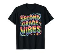 Vintage Second Grade Vibes Girl Rainbow Teacher Happy Future Value Graphic T-Shirt