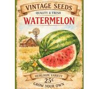 Vintage Seed Packet Design Watermelon Garden Notebook: 8 1/2 x 11 120 Page College Ruled Composition