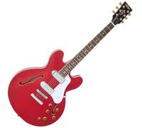 VINTAGE SEMI-ACOUSTIC GUITAR - CHROME SOAPBAR - CHERRY RED