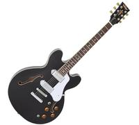 VINTAGE SEMI-ACOUSTIC GUITAR - CHROME SOAPBAR - GLOSS BLACK