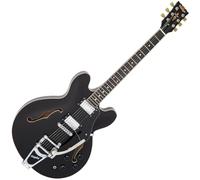 VINTAGE SEMI-ACOUSTIC GUITAR WITH BIGSBY - GLOSS BLACK