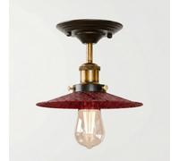 Vintage Semi Flush Mount Ceiling Light E27 Base Metal 22Cm Lamp Shade For Kitchen, Living Room Rustic Red With Bulb