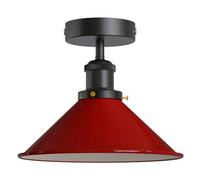 Vintage Semi Flush Mount Ceiling Light E27 Lampholder With 22Cm Red Cone Shade For Bedroom Kitchen Living Room Without Bulb
