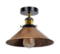 LEDSone Vintage Semi Flush Mount Ceiling Lights Metal Shade Ceiling Light Fitting Pendant Light Lamp Bedroom Ceiling Lights Modern Brushed Copper 22cm Cone Light Shade