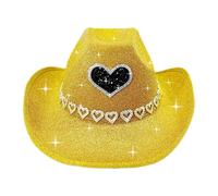Vintage Sequin Hat- ChapeWinter Party Denim Heart Pattern Trim for Shows And Holidays 2026