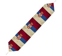 Vintage Serbian Flag Cute Table Runner with Tassels Soft Plush Table Cloth for Party Home Decoration