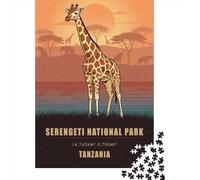 Vintage Serengeti National Park Poster,Tanza Jigsaw Puzzle, 1000 Piece