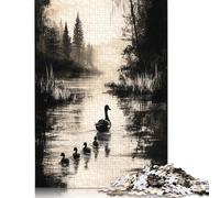 Vintage Serenity - Duck Family on A Peaceful Lake Puzzles 500 Pieces for Teenagers Gifts Wooden Puzzle for Adults And Teenager for Adults& Teenagers Age 12 Years Up 500pcs (52x38cm)