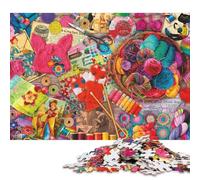 Vintage Sewing & Craft Adults Fun 1000 Pieces Wooden Jigsaw Puzzle Toy Intellectual Game Home Decoration Stress Relief Education Game Relaxation And Intelligence 1000pcs (75x50cm)