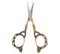 Vintage Sewing Embroidery Scissors, Stainless Steel Flower Pattern Craft Tailor Scissors Cross Stitch Cutting for DIY Needlework Art Manual Handicraft (Gold)