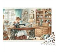 Vintage Sewing Jigsaw Puzzles 1000 Pieces Recycled Material Room Art Adult Jigsaws Developing Children‘s Intelligence Parent Child Game Activity 38x26cm/1000pcs