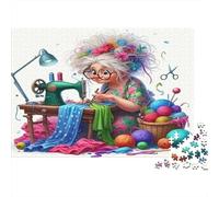 Vintage Sewing Jigsaw Puzzles Crafty Grandma 1000 Piece Recycled Paper for Adults Puzzle Fun Present Home Decor Stimulate Brain Thinking Great Gift 70x50cm/1000pcs