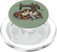 Vintage Sewing Machine Cat Tangled Thread Quilting Seamstres PopSockets PopGrip for MagSafe