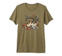Vintage Sewing Machine Cat Tangled Thread Quilting Seamstres Premium T-Shirt