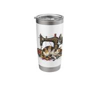 Vintage Sewing Machine Cat Tangled Thread Quilting Seamstres Stainless Steel Insulated Tumbler