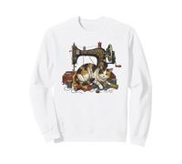 Vintage Sewing Machine Cat Tangled Thread Quilting Seamstres Sweatshirt