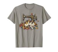 Vintage Sewing Machine Cat Tangled Thread Quilting Seamstres T-Shirt