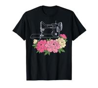 Vintage Sewing Machine Floral Quilting Seamstress Sewer T-Shirt