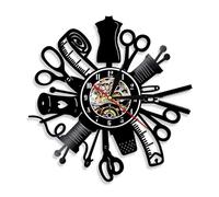 Vintage Sewing Machine Wall Clock Quilting Vinyl Record Wall Art Decorative Clock Fashion Store Decor Wall Sign Retro Gift Idea Without LED