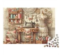 Vintage Sewing Room 1000 Piece Jigsaw Puzzles for Adults, Recycled Cardboard, Sewing Workshop with Tools, Stress Relief Leisure, Creative Home Decor, for Puzzle Enthusiasts 38x26cm/1000pc
